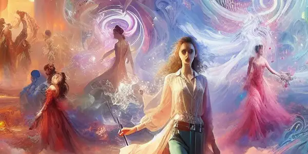 A charismatic protagonist embarks on a passionate adventure in a mystical realm representing human desires and intimacy.